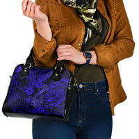 Hawaii Fish Hook Shoulder Handbag Polynesian Pattern Navy Blue Version LT01 - Polynesian Pride
