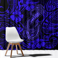 Hawaii Fish Hook Window Curtain Polynesian Pattern Navy Blue Version LT01 - Polynesian Pride