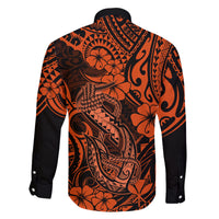 Hawaii Fish Hook Family Matching Summer Maxi Dress and Hawaiian Shirt Polynesian Pattern Orange Version LT01 - Polynesian Pride
