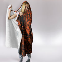 Hawaii Fish Hook Hooded Blanket Polynesian Pattern Orange Version LT01