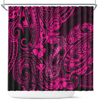 Hawaii Fish Hook Shower Curtain Hibiscus Hawaii Tribal Tattoo Pink Version LT01 Pink - Polynesian Pride