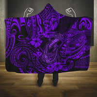 Hawaii Fish Hook Hooded Blanket Hibiscus Hawaii Tribal Tattoo Purple Version LT01 One Size Purple - Polynesian Pride