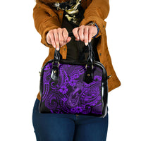 Hawaii Fish Hook Shoulder Handbag Hibiscus Hawaii Tribal Tattoo Purple Version LT01 One Size Purple - Polynesian Pride