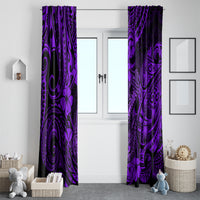 Hawaii Fish Hook Window Curtain Hibiscus Hawaii Tribal Tattoo Purple Version LT01 - Polynesian Pride