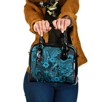 Hawaii Fish Hook Shoulder Handbag Hibiscus Hawaii Tribal Tattoo Sky Blue Version LT01 One Size Blue - Polynesian Pride