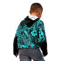 Hawaii Fish Hook Kid Hoodie Hibiscus Hawaii Tribal Tattoo Turquoise Version LT01 - Polynesian Pride