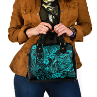 Hawaii Fish Hook Shoulder Handbag Hibiscus Hawaii Tribal Tattoo Turquoise Version LT01 - Polynesian Pride