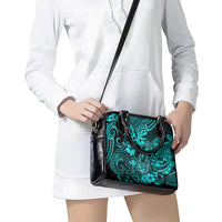 Hawaii Fish Hook Shoulder Handbag Hibiscus Hawaii Tribal Tattoo Turquoise Version LT01 - Polynesian Pride