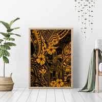 Hawaii King Kamehameha Canvas Wall Art Polynesian Pattern Gold Version LT01 - Polynesian Pride