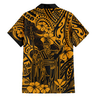 Hawaii King Kamehameha Family Matching Summer Maxi Dress and Hawaiian Shirt Polynesian Pattern Gold Version LT01 - Polynesian Pride