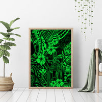 Hawaii King Kamehameha Canvas Wall Art Polynesian Pattern Green Version LT01 - Polynesian Pride