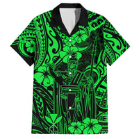 Hawaii King Kamehameha Family Matching Puletasi Dress and Hawaiian Shirt Polynesian Pattern Green Version LT01 Dad's Shirt - Short Sleeve Green - Polynesian Pride