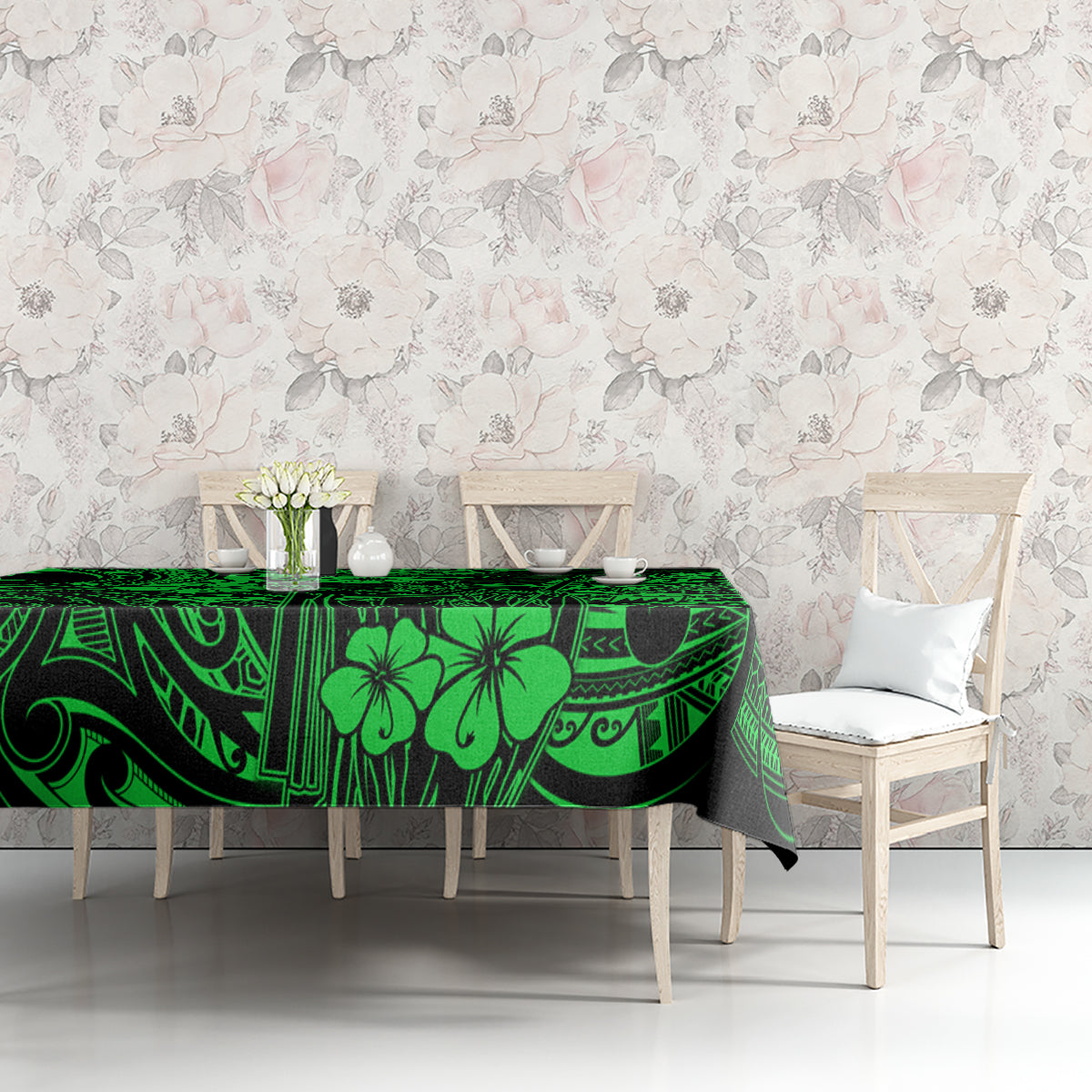 Hawaii King Kamehameha Tablecloth Polynesian Pattern Green Version LT01 - Polynesian Pride