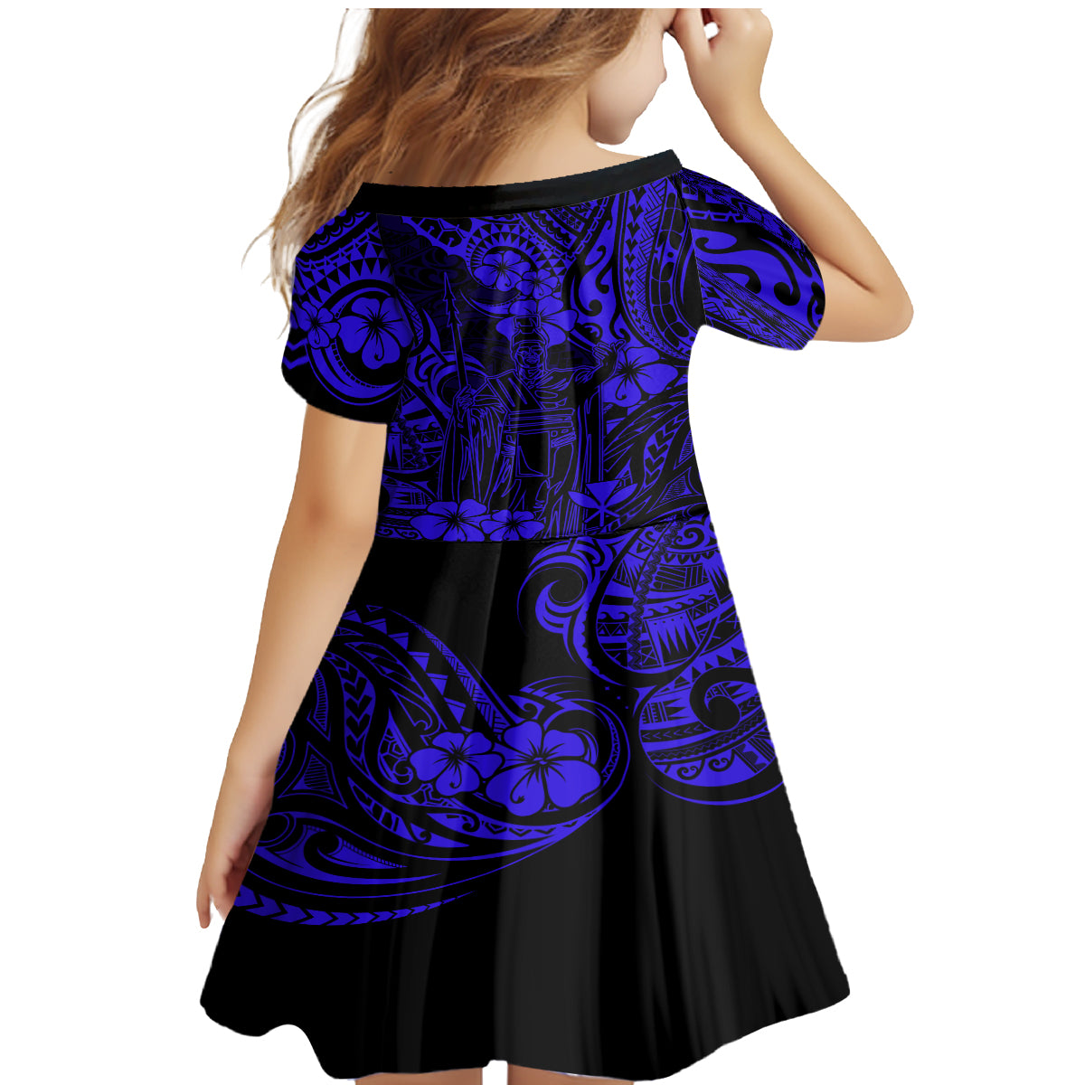 Hawaii King Kamehameha Family Matching Mermaid Dress and Hawaiian Shirt Polynesian Pattern Navy Blue Version LT01 - Polynesian Pride