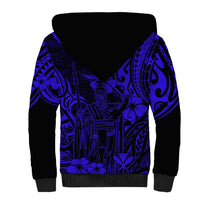 Hawaii King Kamehameha Sherpa Hoodie Polynesian Pattern Navy Blue Version LT01 - Polynesian Pride