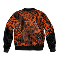 Hawaii King Kamehameha Bomber Jacket Polynesian Pattern Orange Version LT01 - Polynesian Pride