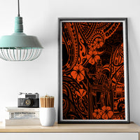 Hawaii King Kamehameha Canvas Wall Art Polynesian Pattern Orange Version LT01 - Polynesian Pride