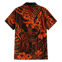 Hawaii King Kamehameha Family Matching Long Sleeve Bodycon Dress and Hawaiian Shirt Polynesian Pattern Orange Version LT01 - Polynesian Pride
