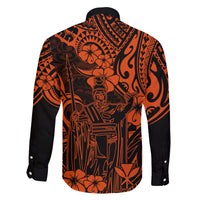 Hawaii King Kamehameha Family Matching Summer Maxi Dress and Hawaiian Shirt Polynesian Pattern Orange Version LT01 - Polynesian Pride