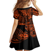 Hawaii King Kamehameha Kid Short Sleeve Dress Polynesian Pattern Orange Version LT01 - Polynesian Pride
