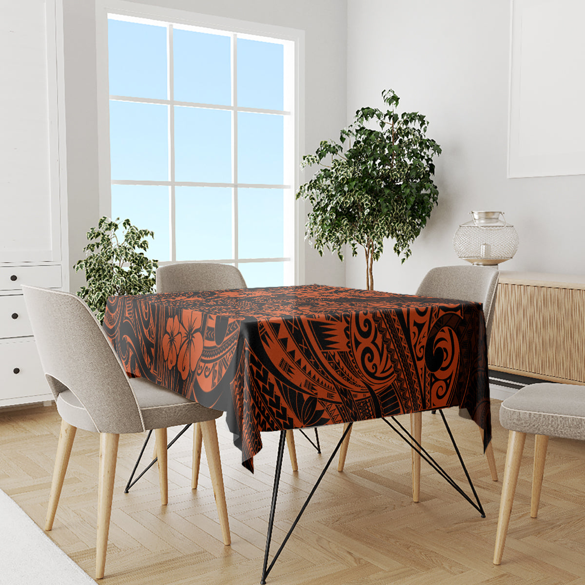 Hawaii King Kamehameha Tablecloth Polynesian Pattern Orange Version LT01 - Polynesian Pride