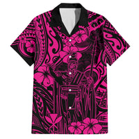 Hawaii King Kamehameha Family Matching Tank Maxi Dress and Hawaiian Shirt Polynesian Pattern Pink Version LT01 Dad's Shirt - Short Sleeve Pink - Polynesian Pride