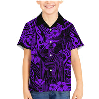 Hawaii King Kamehameha Family Matching Mermaid Dress and Hawaiian Shirt Polynesian Pattern Purple Version LT01 Son's Shirt Purple - Polynesian Pride