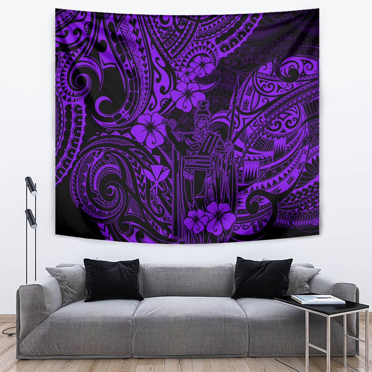 Hawaii King Kamehameha Tapestry Polynesian Pattern Purple Version LT01 - Polynesian Pride