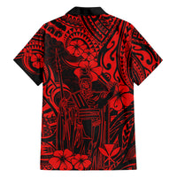 Hawaii King Kamehameha Family Matching Off Shoulder Short Dress and Hawaiian Shirt Polynesian Pattern Red Version LT01 - Polynesian Pride