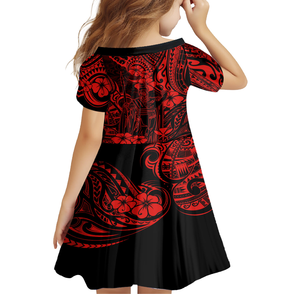 Hawaii King Kamehameha Family Matching Tank Maxi Dress and Hawaiian Shirt Polynesian Pattern Red Version LT01 - Polynesian Pride