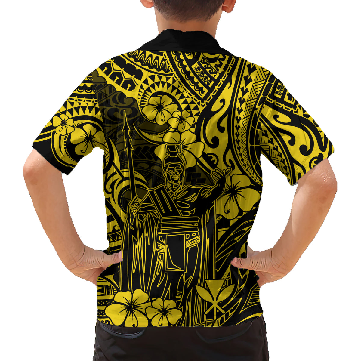 Hawaii King Kamehameha Kid Hawaiian Shirt Polynesian Pattern Yellow Version LT01 - Polynesian Pride