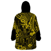 Hawaii King Kamehameha Wearable Blanket Hoodie Polynesian Pattern Yellow Version LT01 - Polynesian Pride