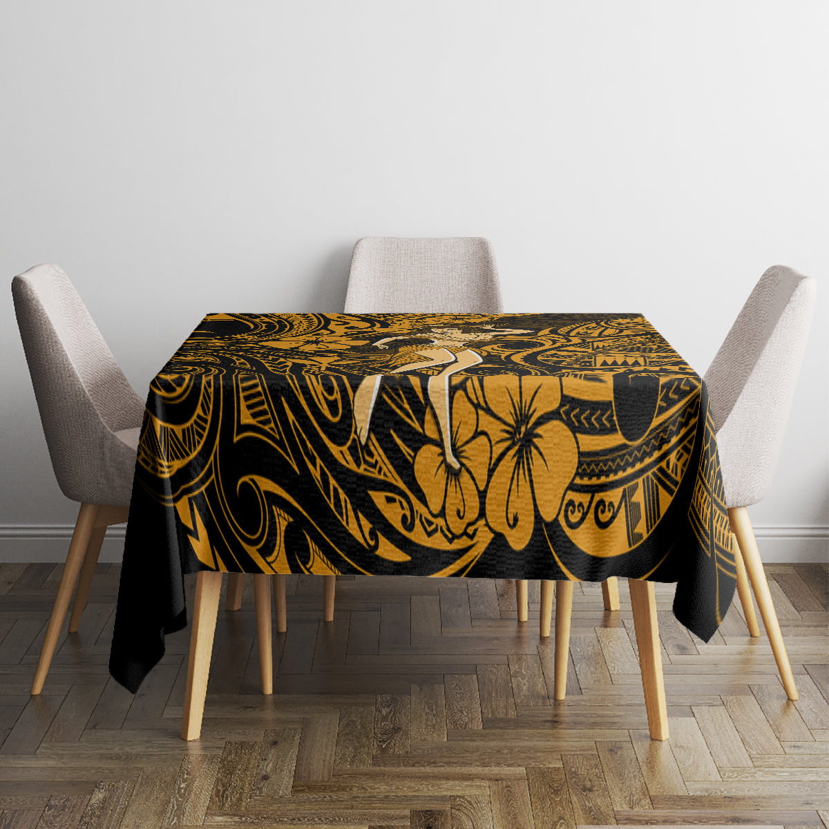Hawaii Hula Girl Tablecloth Polynesian Pattern Gold Version LT01 - Polynesian Pride