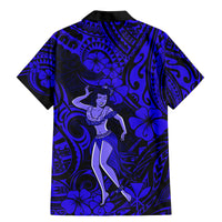 Hawaii Hula Girl Family Matching Mermaid Dress and Hawaiian Shirt Polynesian Pattern Navy Blue Version LT01 - Polynesian Pride