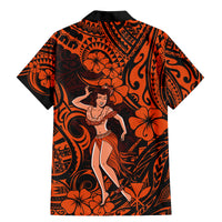 Hawaii Hula Girl Family Matching Mermaid Dress and Hawaiian Shirt Polynesian Pattern Orange Version LT01 - Polynesian Pride
