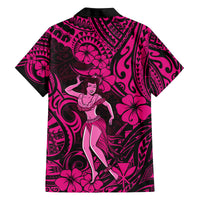 Hawaii Hula Girl Family Matching Tank Maxi Dress and Hawaiian Shirt Polynesian Pattern Pink Version LT01 - Polynesian Pride