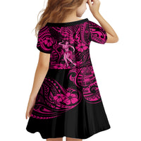 Hawaii Hula Girl Kid Short Sleeve Dress Polynesian Pattern Pink Version LT01 - Polynesian Pride