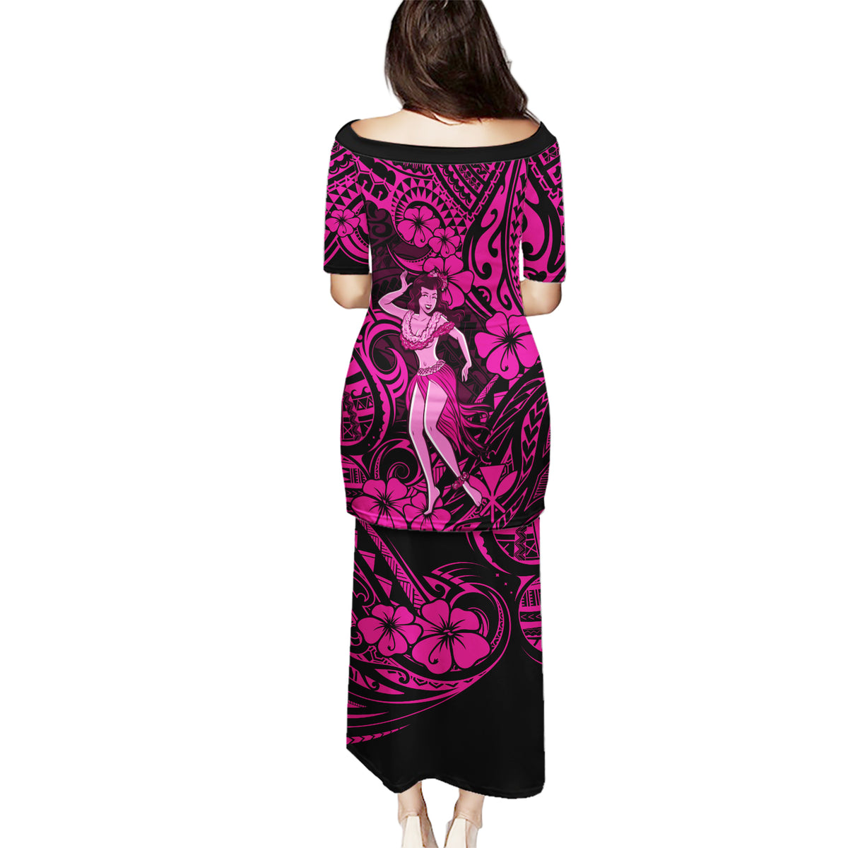 Hawaii Hula Girl Puletasi Polynesian Pattern Pink Version LT01 - Polynesian Pride
