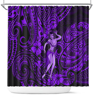 Hawaii Hula Girl Shower Curtain Hibiscus Hawaii Tribal Tattoo Purple Version LT01 Purple - Polynesian Pride