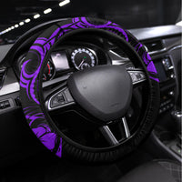 Hawaii Hula Girl Steering Wheel Cover Hibiscus Hawaii Tribal Tattoo Purple Version LT01 Universal Fit Purple - Polynesian Pride