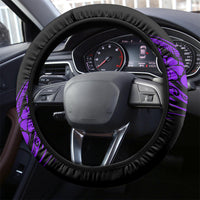 Hawaii Hula Girl Steering Wheel Cover Hibiscus Hawaii Tribal Tattoo Purple Version LT01 - Polynesian Pride