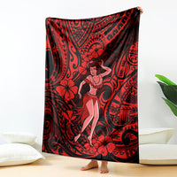 Hawaii Hula Girl Blanket Hibiscus Hawaii Tribal Tattoo Red Version LT01 Red - Polynesian Pride
