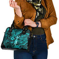 Hawaii Hula Girl Shoulder Handbag Hibiscus Hawaii Tribal Tattoo Turquoise Version LT01 - Polynesian Pride