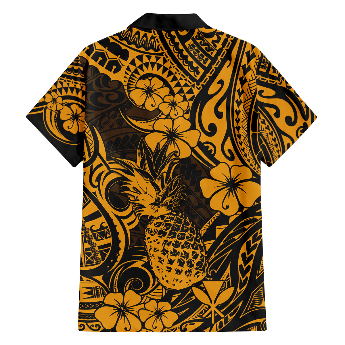 Hawaii Pineapple Family Matching Summer Maxi Dress and Hawaiian Shirt Paradise Flowers Pacific With Gold Polynesian Tribal LT01 - Polynesian Pride