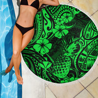 Hawaii Pineapple Beach Blanket Paradise Flowers Pacific With Green Polynesian Tribal LT01 - Wonder Print Shop