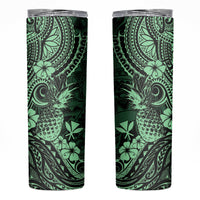 Hawaii Pineapple Skinny Tumbler Paradise Flowers Pacific With Green Polynesian Tribal LT01 Green - Polynesian Pride