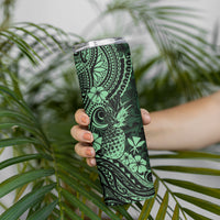 Hawaii Pineapple Skinny Tumbler Paradise Flowers Pacific With Green Polynesian Tribal LT01 - Polynesian Pride