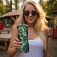 Hawaii Pineapple Skinny Tumbler Paradise Flowers Pacific With Green Polynesian Tribal LT01 - Polynesian Pride
