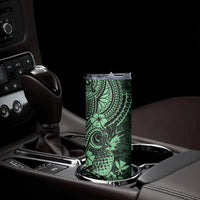 Hawaii Pineapple Skinny Tumbler Paradise Flowers Pacific With Green Polynesian Tribal LT01 - Polynesian Pride