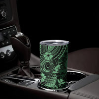 Hawaii Pineapple Tumbler Cup Paradise Flowers Pacific With Green Polynesian Tribal